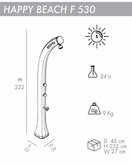 Душ солнечный Happy Beach F 530 белый 220х240х2220 мм Душ солнечный Happy Beach F 530 белый 220х240х2220 мм