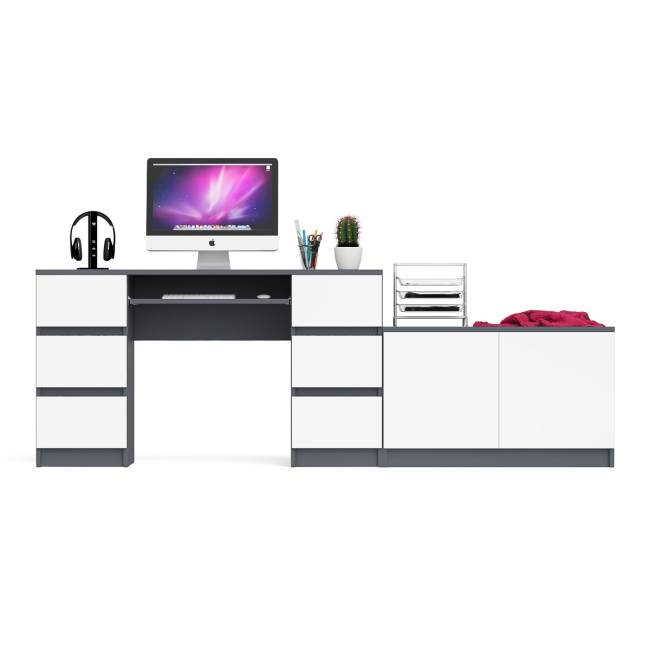 Двухтумбовый компьютерный стол Мори МС-2 с широкой тумбой на 900 цвет графит/белый Двухтумбовый компьютерный стол Мори МС-2 с широкой тумбой на 900 цвет графит/белый