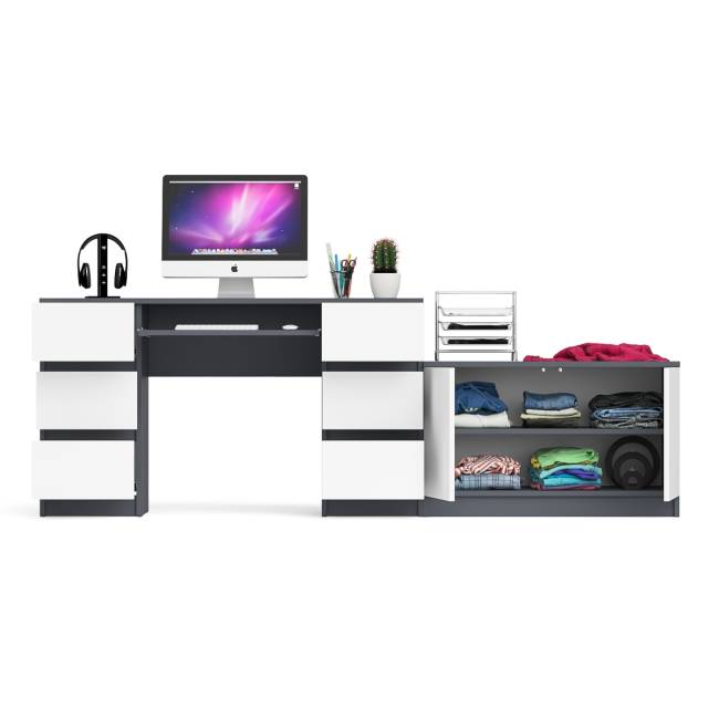 Двухтумбовый компьютерный стол Мори МС-2 с широкой тумбой на 900 цвет графит/белый Двухтумбовый компьютерный стол Мори МС-2 с широкой тумбой на 900 цвет графит/белый