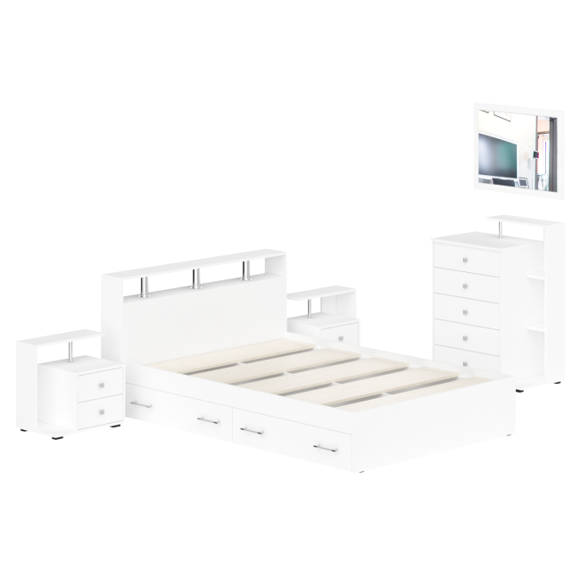 Мебель в спальню Камелия № 12 Кровать с ящиками 1400 цвет белый