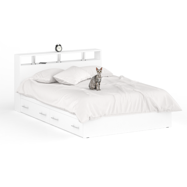 Мебель в спальню Камелия № 12 Кровать с ящиками 1400 цвет белый