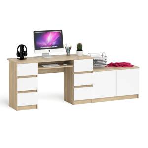 Двухтумбовый компьютерный стол Мори МС-2 с широкой тумбой на 900 цвет дуб сонома/белый
