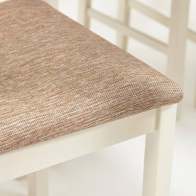 Обеденный комплект Хадсон/Hudson (стол + 4 стула) дерево гевея/МДФ, стол: 110х70х75см/стул: 44х42х89см, слоновая кость, ткань кор.-зол ivory white (слоновая кость) дерево гевея/мдф