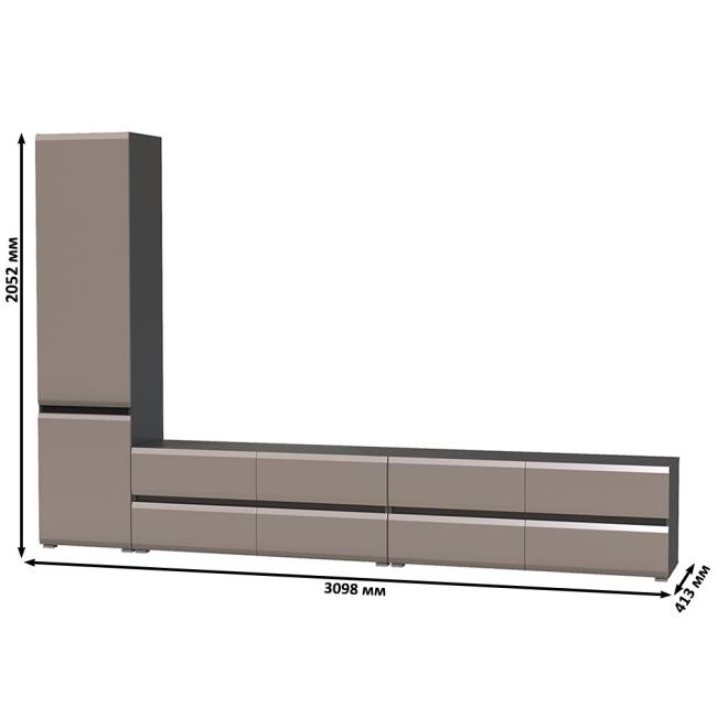 Две тумбы для аппаратуры и шкаф две дверки Сидней цвет антрацит/МДФ веллюто капучино