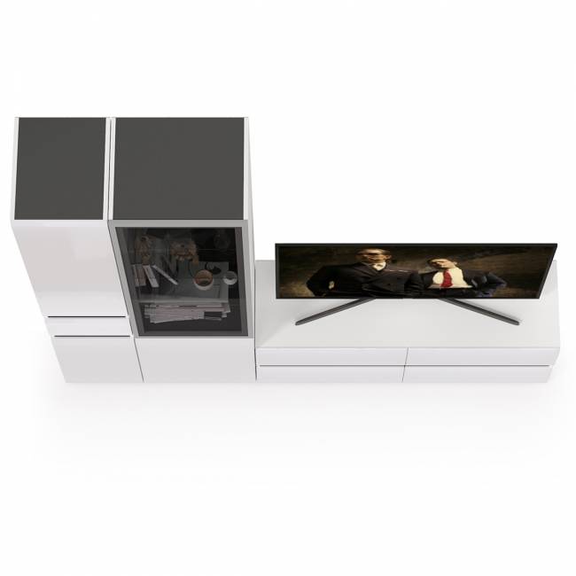 Сидней комплектация № 24 цвет белый/чёрный/фасады МДФ белый глянец