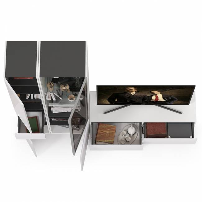 Сидней комплектация № 24 цвет белый/чёрный/фасады МДФ белый глянец