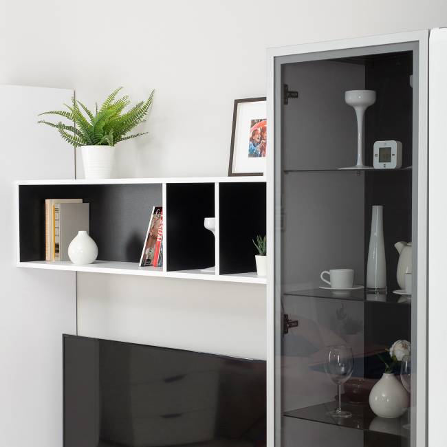 Сидней комплектация № 24 цвет белый/чёрный/фасады МДФ белый глянец