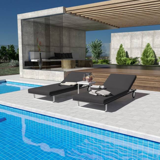 Шезлонг COSTA на колесах антрацит - белый каркас Шезлонг COSTA на колесах антрацит - белый каркас