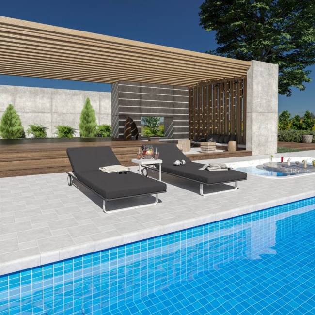 Шезлонг COSTA на колесах антрацит - белый каркас Шезлонг COSTA на колесах антрацит - белый каркас