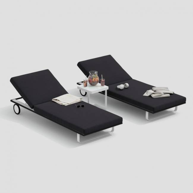 Шезлонг COSTA на колесах антрацит - белый каркас Шезлонг COSTA на колесах антрацит - белый каркас