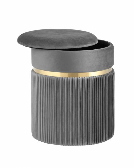 Пуф Миранда с ящиком велюр серый