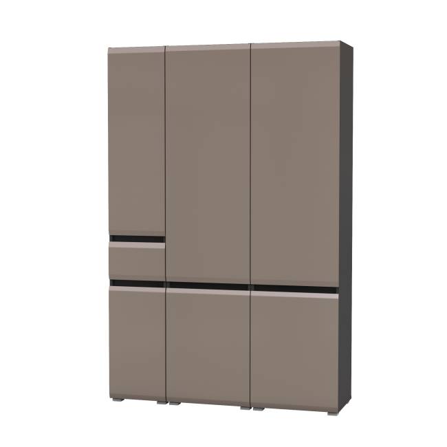 Два шкафа с дверками и шкаф-пенал с ящиком Сидней цвет антрацит/МДФ веллюто капучино Два шкафа с дверками и шкаф-пенал с ящиком Сидней цвет антрацит/МДФ веллюто капучино