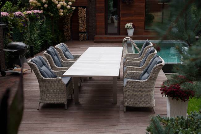 Набор мебели: стол ГАРДА + 6 кресел БЕРГАМО, серый Набор мебели: стол ГАРДА + 6 кресел БЕРГАМО, серый