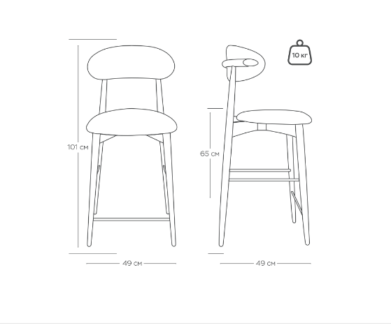 Стул Глори полубарный графит, опора бук светлый