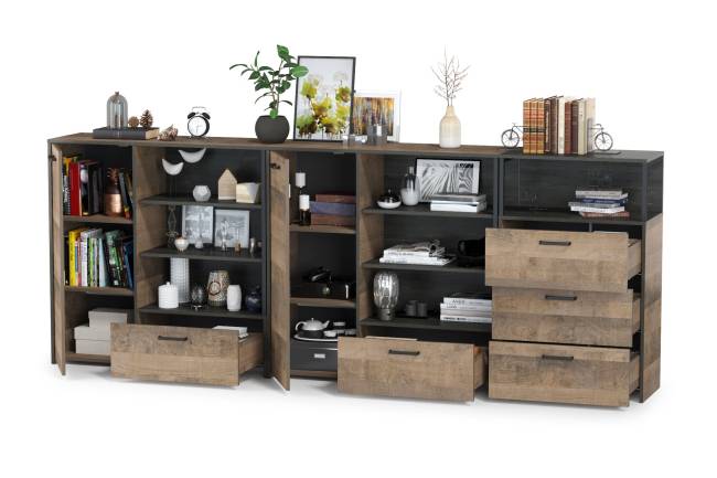 Два комода с ящиком и дверкой и комод с тремя ящиками Трувор цвет дуб гранж песочный/интра Два комода с ящиком и дверкой и комод с тремя ящиками Трувор цвет дуб гранж песочный/интра