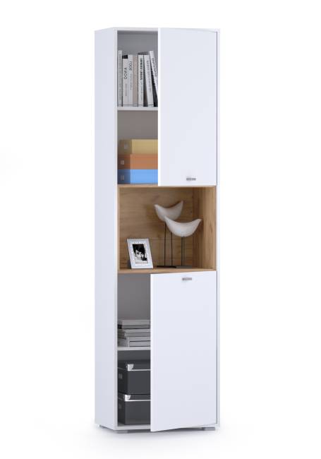 Пенал для гостиной Бэль цвет дуб крафт золотой/белый премиум