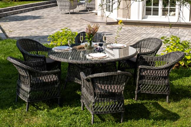 "Эспрессо - 150 S" обеденная группа плетеная, цвет графит "Эспрессо - 150 S" обеденная группа плетеная, цвет графит