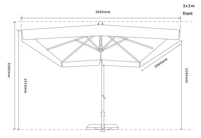 "Корсика" зонт уличный 3х3м на боковой алюминиевой опоре, цвет под дерево