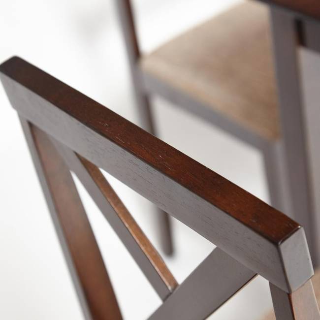 Обеденный комплект Хадсон/Hudson (стол + 4 стула) дерево гевея/МДФ, стол: 110х70х75см/стул: 44х42х89см, темный орех, ткань кор.-зол. cappuccino (темный орех) дерево гевея/мдф