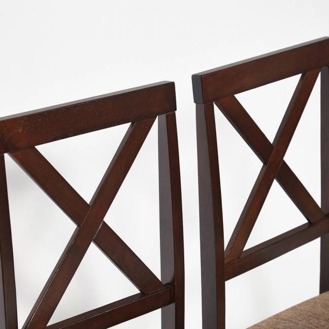 Обеденный комплект Хадсон/Hudson (стол + 4 стула) дерево гевея/МДФ, стол: 110х70х75см/стул: 44х42х89см, темный орех, ткань кор.-зол. cappuccino (темный орех) дерево гевея/мдф