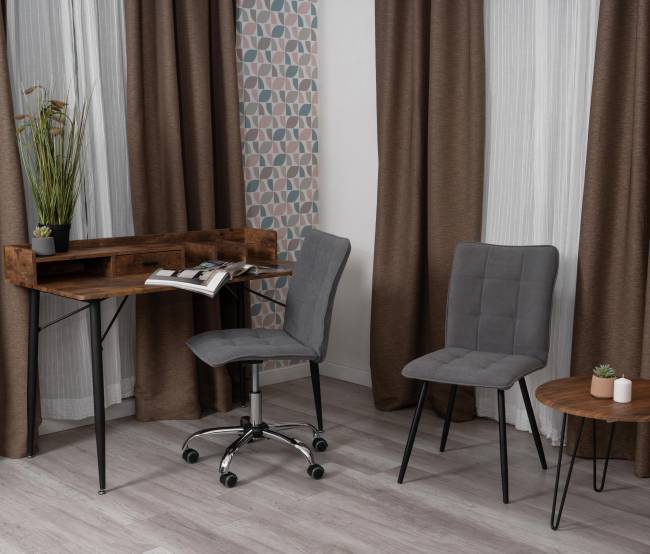 Комплект кресло+стул Бари/Bari LT, велюр, серый/черный, 29 серый/черный флок