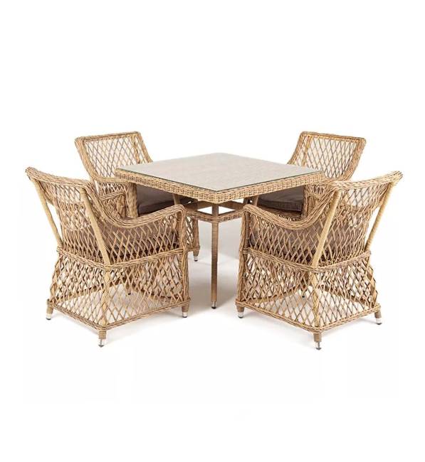 "Айриш" обеденная группа плетеная на 4 персоны, цвет соломенный "Айриш" обеденная группа плетеная на 4 персоны, цвет соломенный