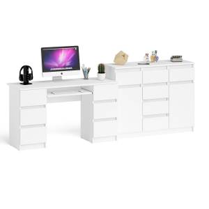 Двухтумбовый стол компьютерный МС-2 с ящиками и тумба-комод МК1200.4 Мори цвет белый
