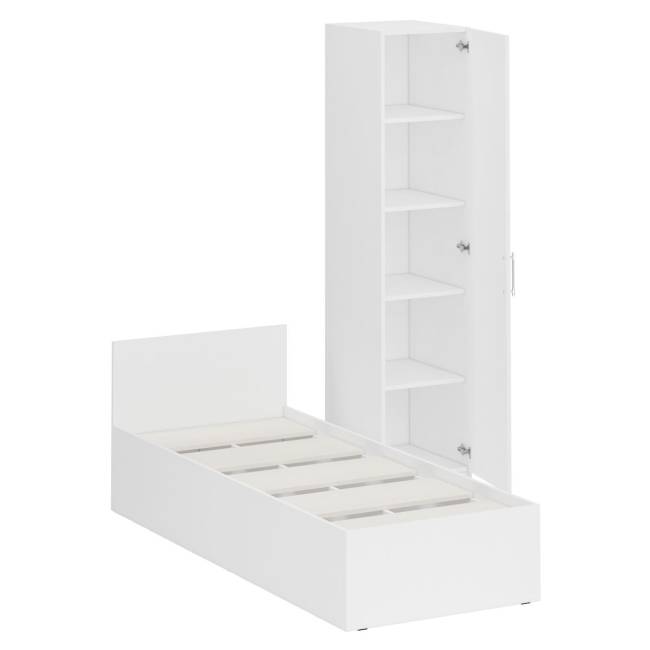 Кровать белая односпальная 800 с пеналом Стандарт цвет белый Кровать белая односпальная 800 с пеналом Стандарт цвет белый