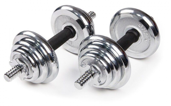 Набор гантелей хромированных AMETIST в чемодане 15 кг