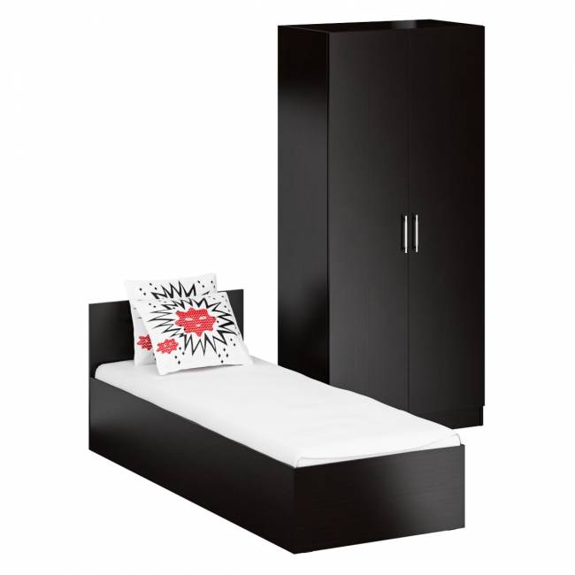 Кровать односпальная 800 со шкафом для одежды 2-х створчатым Стандарт цвет венге