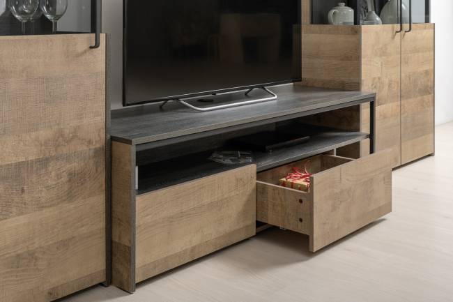 Стенка в гостиную Трувор № 86 цвет дуб гранж песочный/интра Стенка в гостиную Трувор № 86 цвет дуб гранж песочный/интра