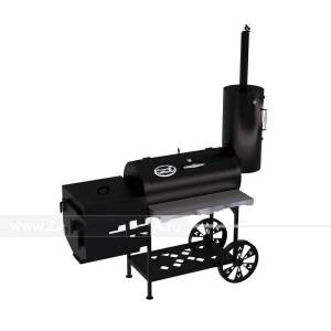 Гриль-Смокер казан XXL, из стали толщиной 5 мм, печь слева, в термостойкой покраске