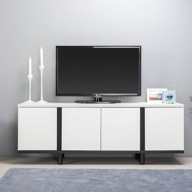 Тумба под ТВ Квадро 13.276 цвет белый шагрень/чёрный