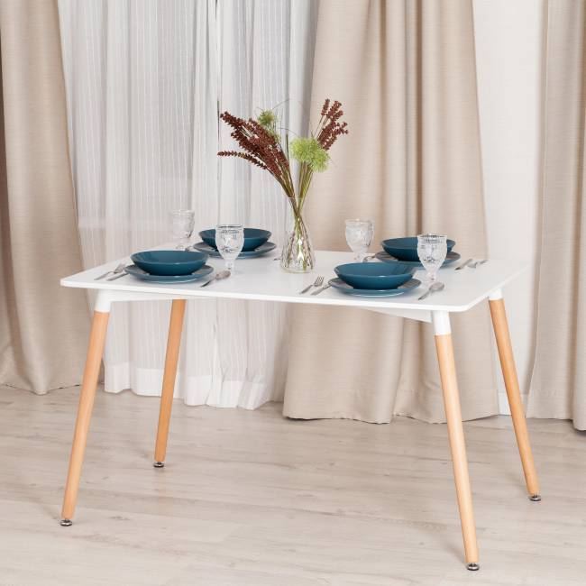 Стол JOHN (mod. T1001) МДФ/дерево, 120 х 80 х 75 см , White (Белый) / Natural (натуральный) Стол JOHN (mod. T1001) МДФ/дерево, 120 х 80 х 75 см , White (Белый) / Natural (натуральный)