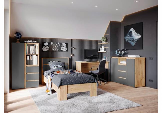 Элла КМ 01 серый графит 0162 / дуб крафт золото