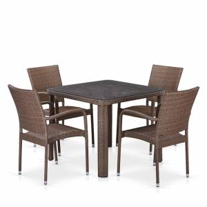 Комплект плетеной мебели из искусственного ротанга T341B/Y376-W773-90x90 4Pcs Brown Комплект плетеной мебели из искусственного ротанга T341B/Y376-W773-90x90 4Pcs Brown