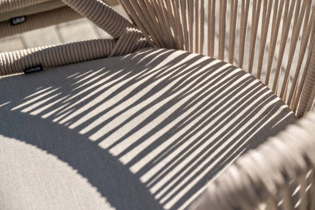 "Венето" обеденная группа на 6 персон со стульями "Милан", каркас белый, роуп бежевый "Венето" обеденная группа на 6 персон со стульями "Милан", каркас белый, роуп бежевый