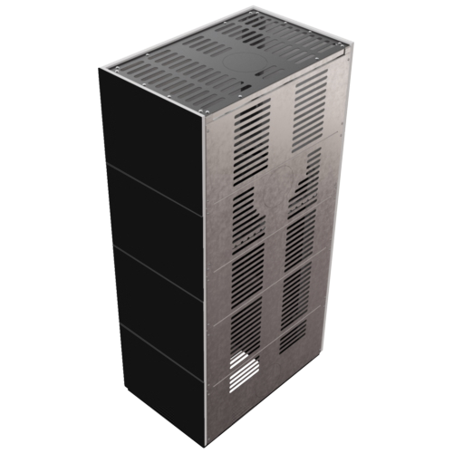 Каминокомплект Kratki PRO FLOKI NERO ASSOLUTO, угловое стекло слева