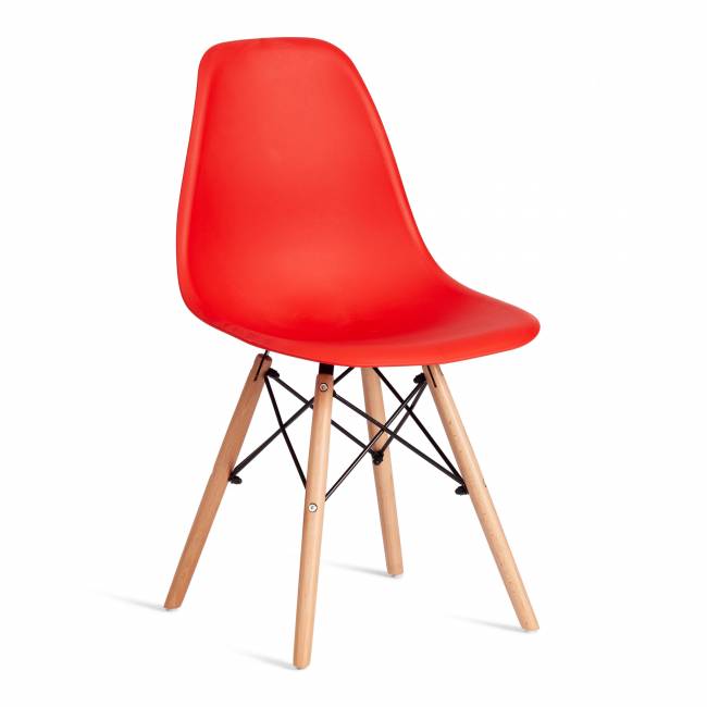 Стул CINDY (EAMES) (mod. 1801) / 1 шт. в упаковке дерево бук/металл/сиденье пластик, 45x51x82 см, Red (красный) красный