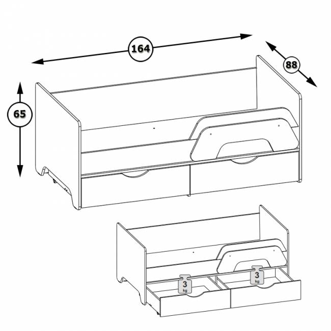 Кровать с ящиками Уна 11.22 цвет белый Кровать с ящиками Уна 11.22 цвет белый