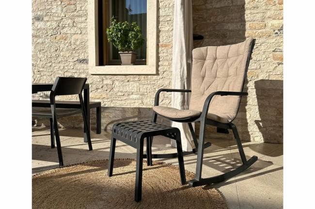 Кресло-качалка пластиковое Folio антрацит 720х810-925х1190-1125 мм Кресло-качалка пластиковое Folio антрацит 720х810-925х1190-1125 мм