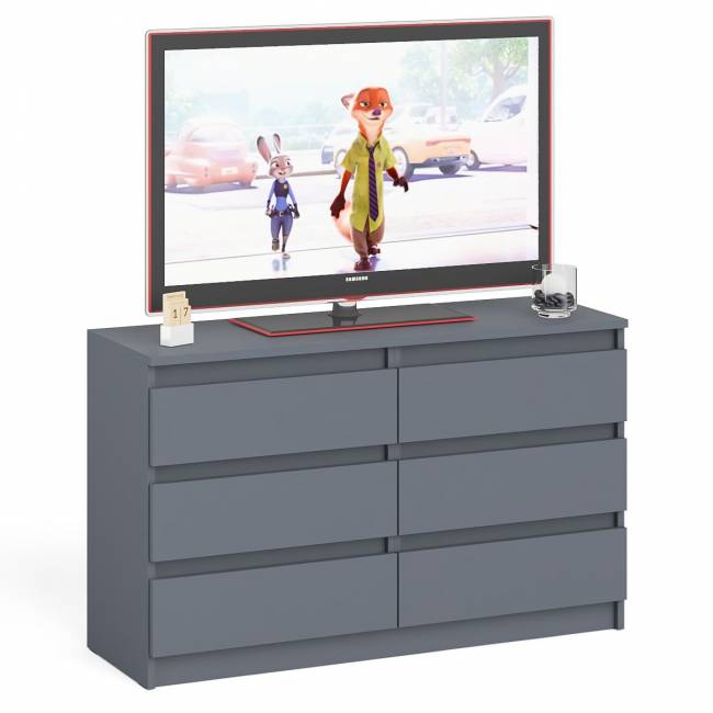 Широкий комод шесть ящиков Мори МК1200.6 цвет графит Широкий комод шесть ящиков Мори МК1200.6 цвет графит