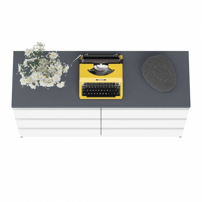 Широкий комод шесть ящиков Мори МК1200.6 цвет графит/белый Широкий комод шесть ящиков Мори МК1200.6 цвет графит/белый