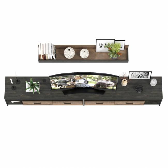 Две ТВ-тумбы Трувор с навесной полкой цвет дуб гранж песочный/интра