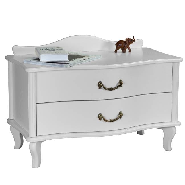 Тумбочка Джульетта широкая 2 ящика молочный дуб Л Тумбочка Джульетта широкая 2 ящика молочный дуб Л