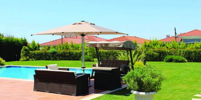 Зонт профессиональный 3х3 м Lux Telescopic Manuel бежевый 3000х3000 мм