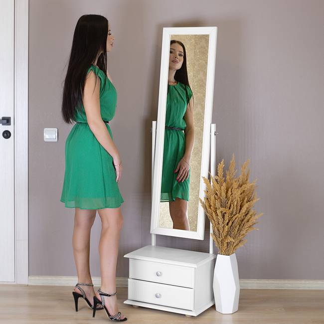 Зеркало с тумбой Селена белый 151 см х 46 см Зеркало с тумбой Селена белый 151 см х 46 см