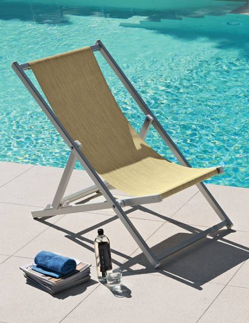 Кресло-шезлонг текстиленовое складное Sdraio серебристый, бежевый 590х1050х1090 мм