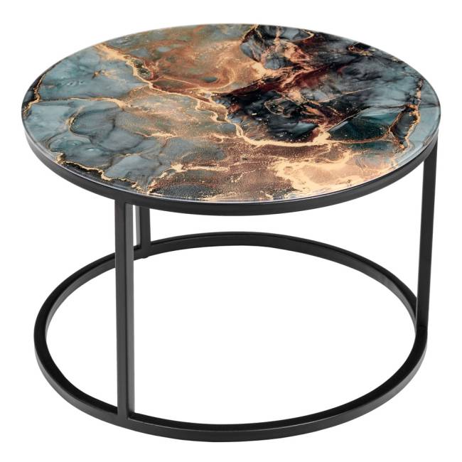 Набор кофейных столиков Tango космический с чёрными ножками, 2шт Набор кофейных столиков Tango космический с чёрными ножками, 2шт