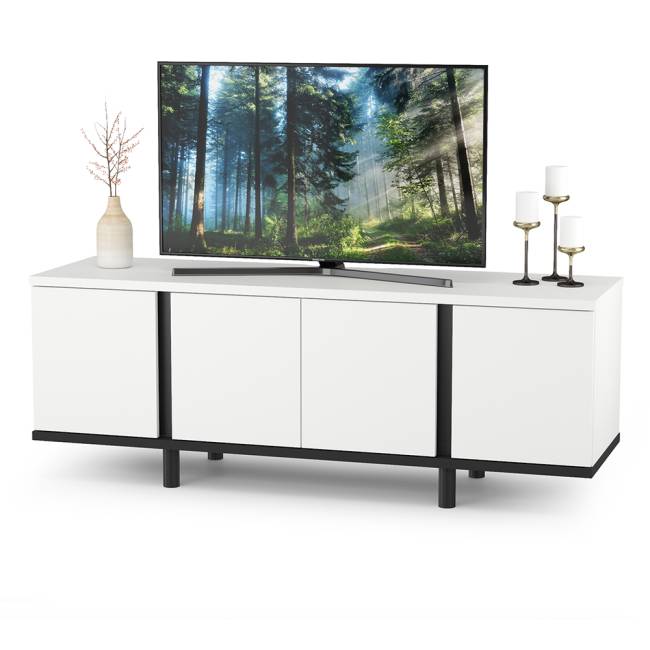 Муссон Кровать 1600 с подъёмным механизмом с тумбой TV 13.276 и зеркалом СВК цвет белый/чёрный/дуб эндгрейн элегантный/кожзам белый